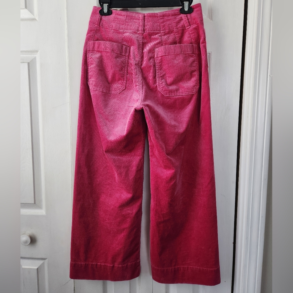 Anthropologie Maeve Colette Corduroy Cropped Wide-Leg Pants Pink Women's Size 27 - Picture 3 of 10